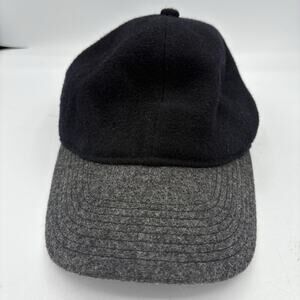 J Crew Hat Cap Mens One Size Black Gray Baseball Wool Cotton Adj Strap